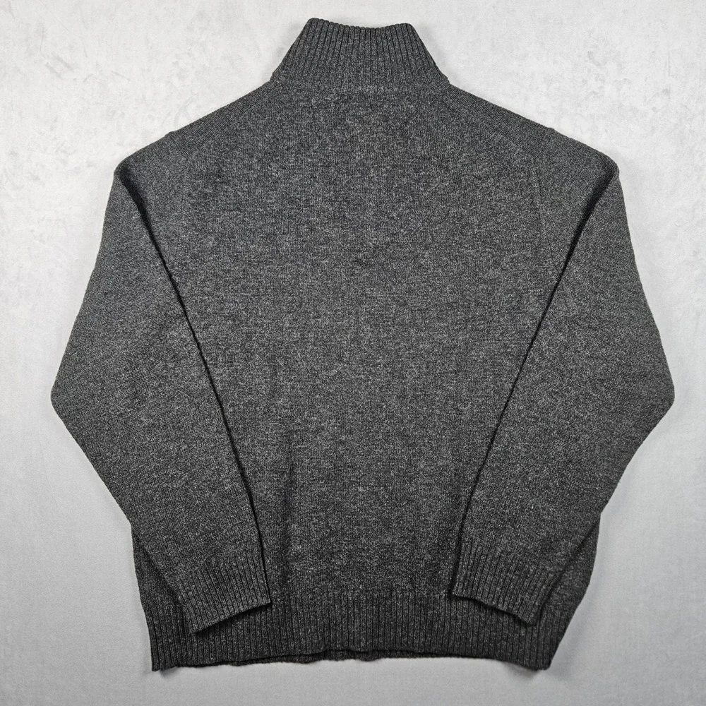 J.Crew Quarter Zip Sweater Mens XXL Gray 100% Lambswool Mock Neck Quiet Luxury